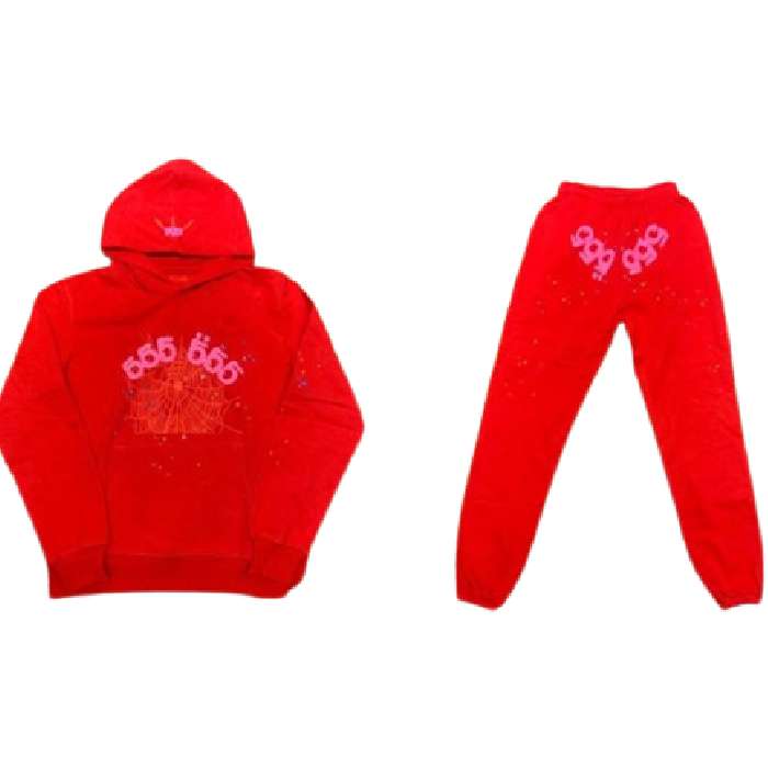 Sp5der Red Tracksuit slim jogging pant and hoodie – Spider Worldwide  Clothing